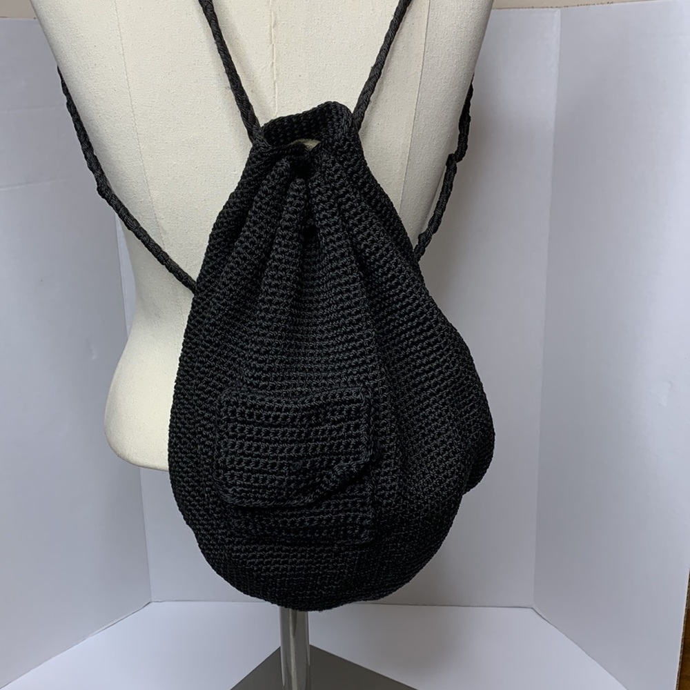 Chateau | Vintage Black Crochet 70’s Mini Backpack | Satchel | Unisex